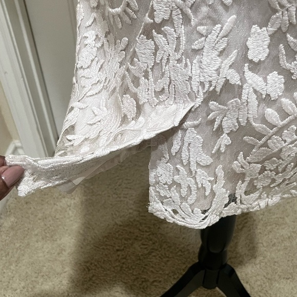 ADRIANNA PAPELL SPECIAL OCCASION LACE AND BEADS IVORY SHEATH DRESS. SIZE 10 - Picture 7 of 11